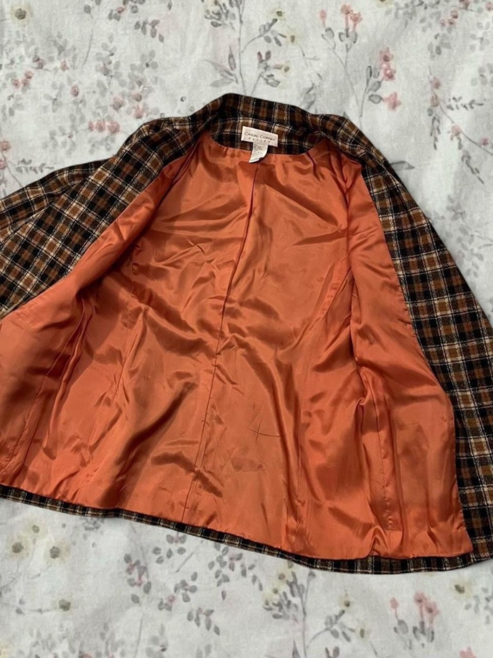 Vintage 90s Autumnal Plaid Blazer Jacket Coat Wool Lined Casual Corner View 5